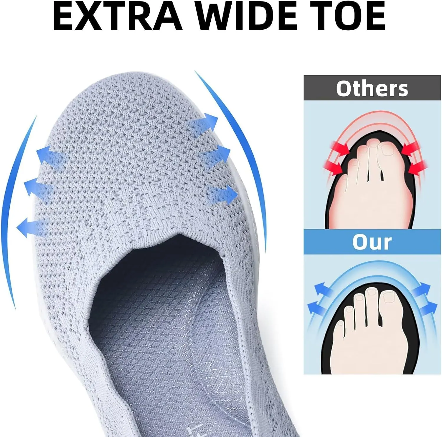 poemlady Women's Walking Shoes - Mesh Slip on Sneaker Knit Round Toe Casual Memory Foam Low Wedge Nurse Shoes for Work