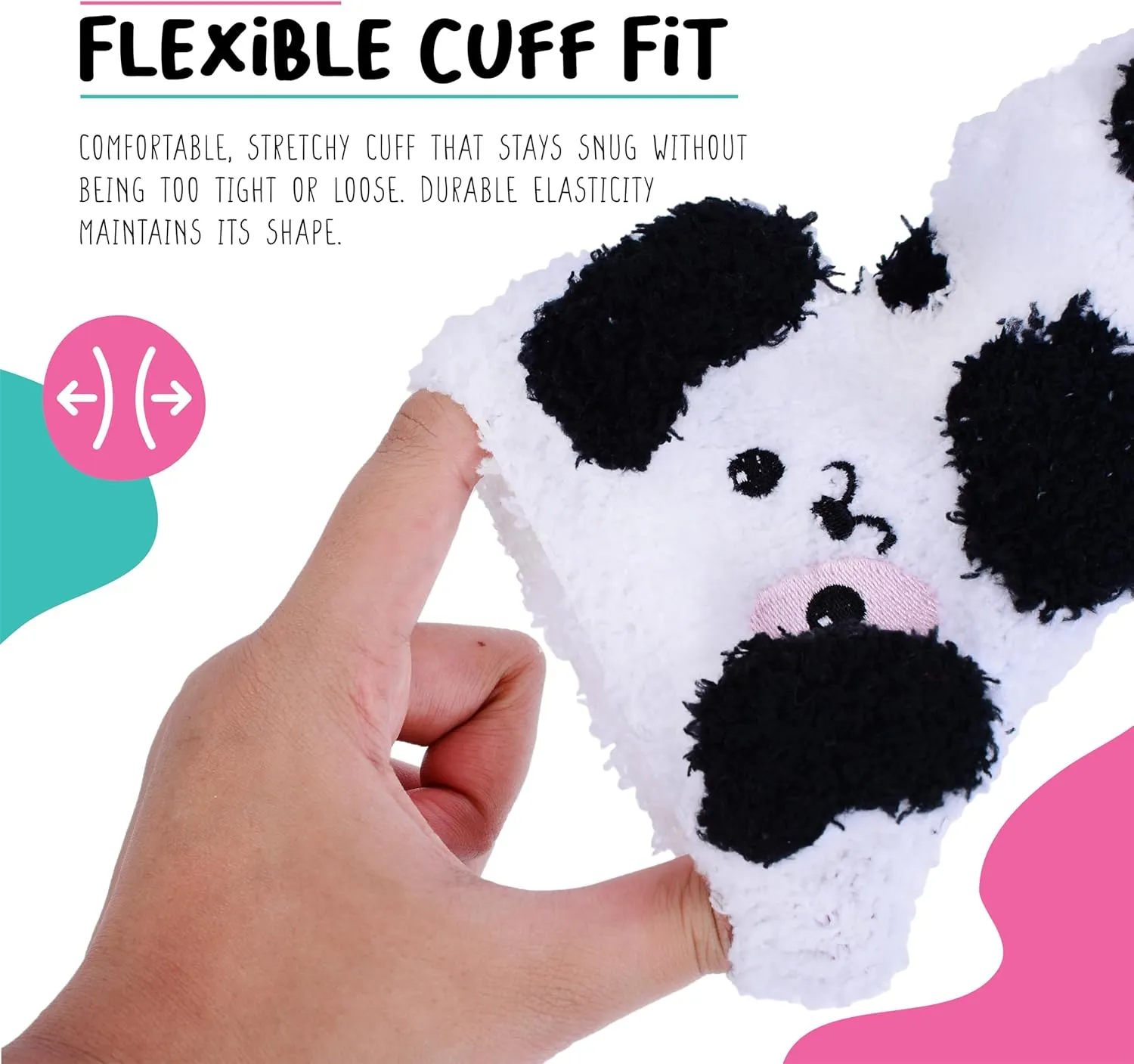 Pop Craze - 1 Pair Animal Character Fuzzy Socks. Fluffy and Warm. Cozy Socks Gift Woman, Girls. With or Without Anti-Slip