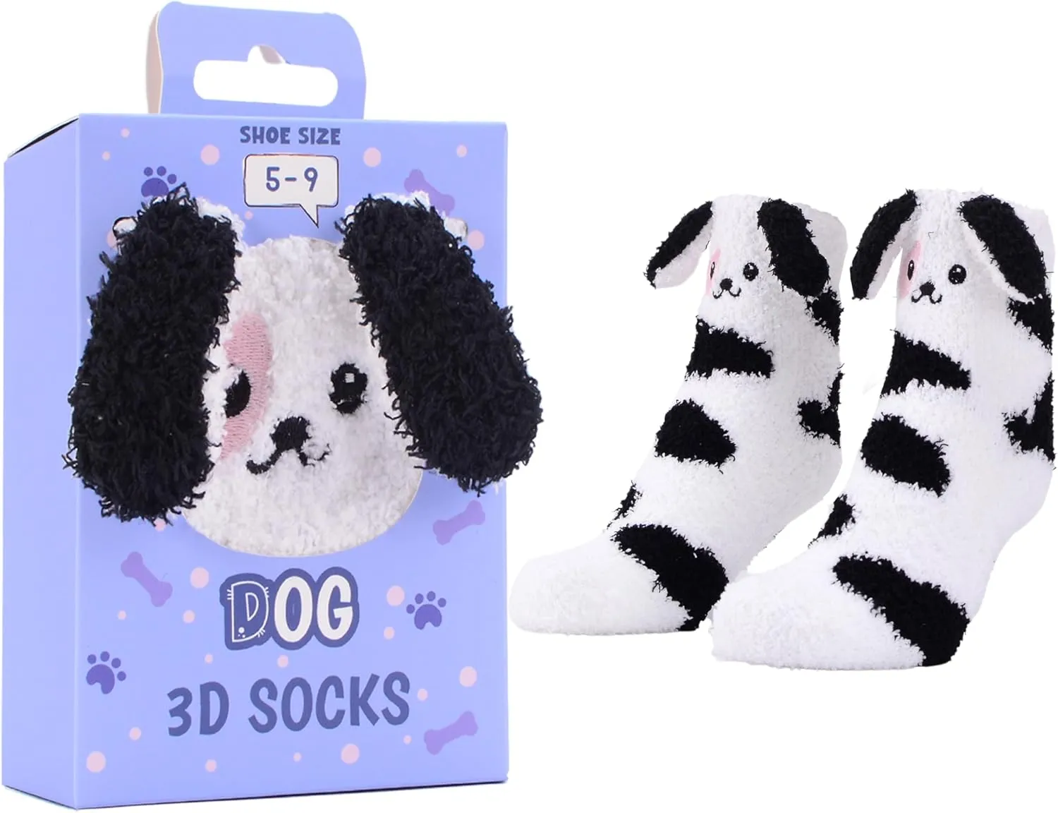 Pop Craze - 1 Pair Animal Character Fuzzy Socks. Fluffy and Warm. Cozy Socks Gift Woman, Girls. With or Without Anti-Slip