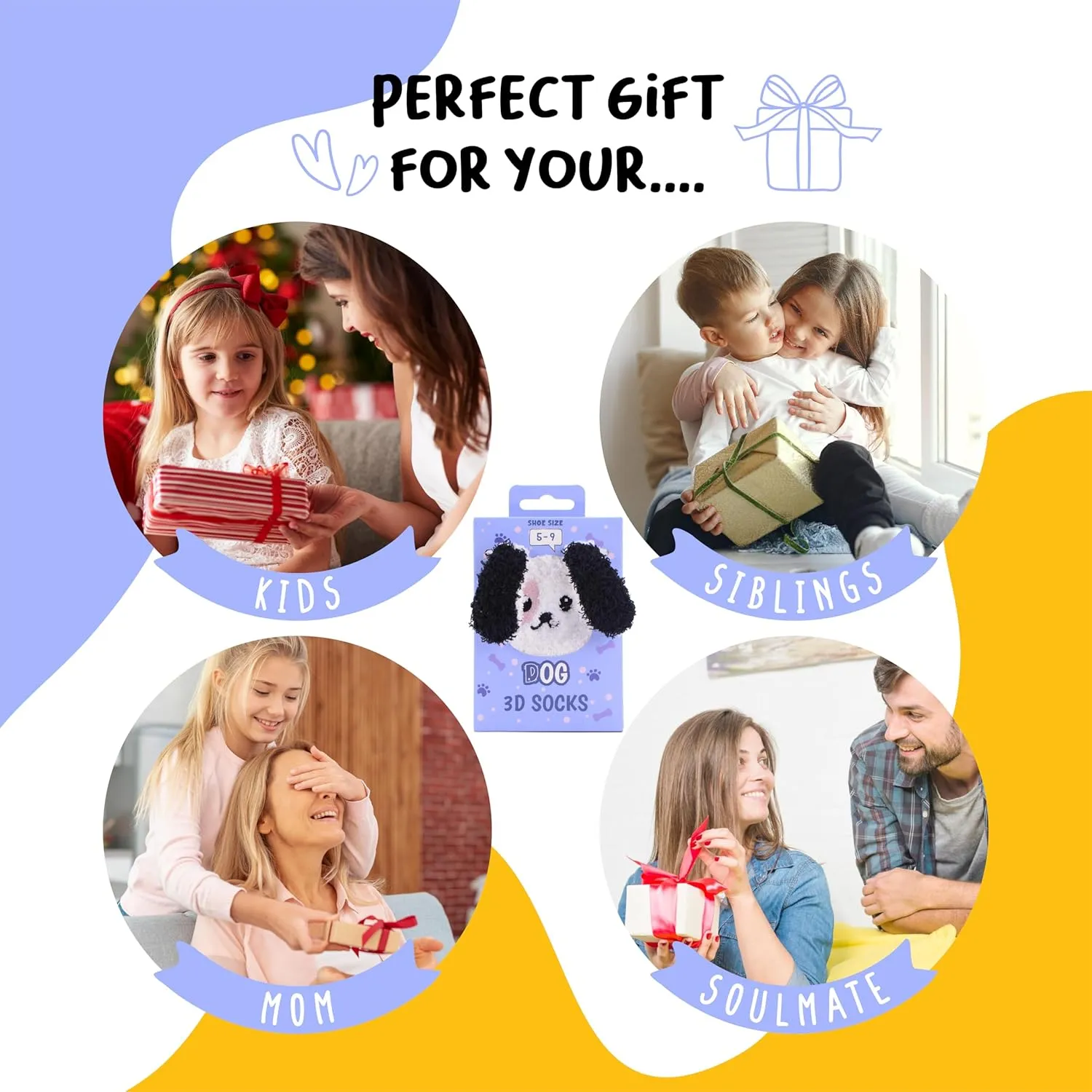 Pop Craze - 1 Pair Animal Character Fuzzy Socks. Fluffy and Warm. Cozy Socks Gift Woman, Girls. With or Without Anti-Slip