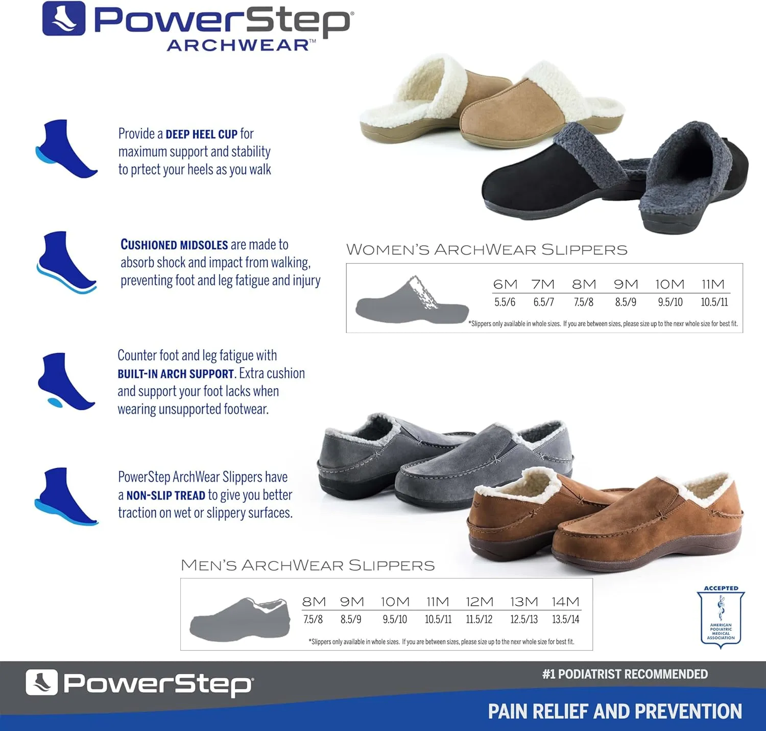 Powerstep Men's ArchWear Slipper, House Shoes, Orthotic Slippers With Arch Support, Plantar Fasciitis Pain Relief, Slippers for Men, Indoor Outdoor
