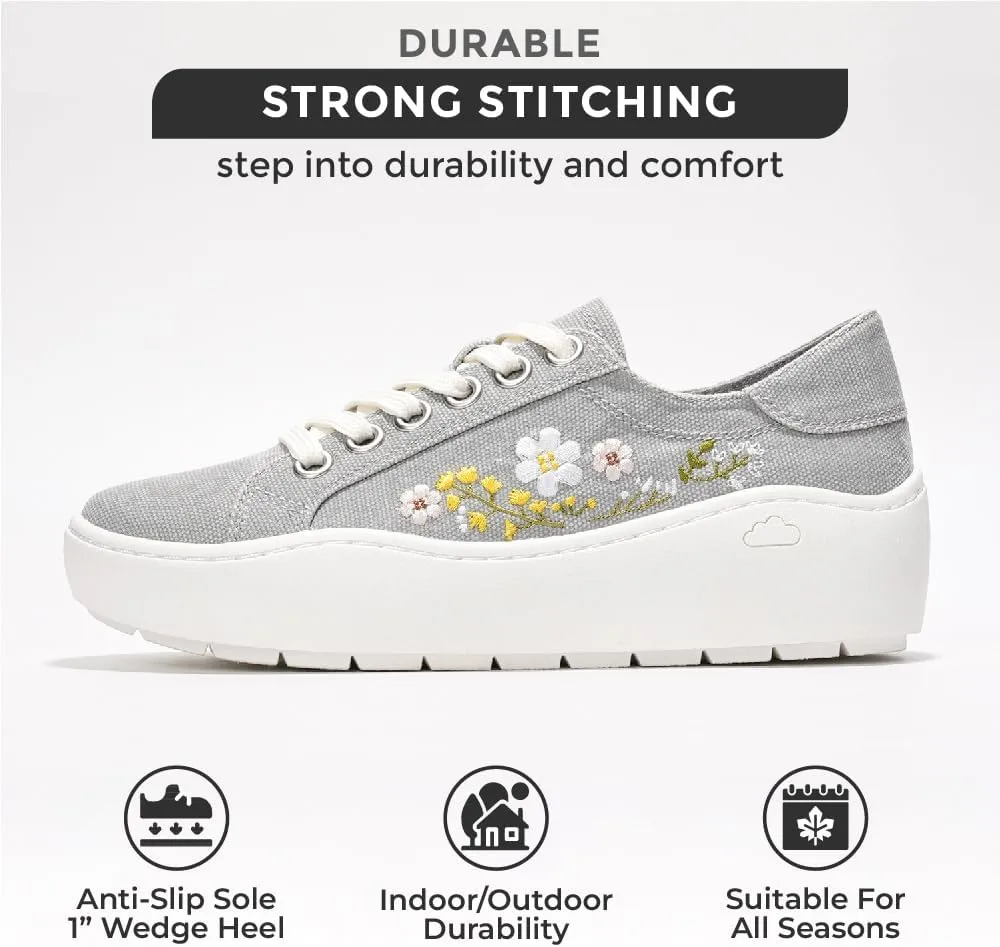 Project Cloud Platform Sneakers for Women - Comfortable Time Off Womens Sneakers - Stylish Lace Up Womens Shoes - Non-Slip Tennis Shoes Women Footwear (Bossy)