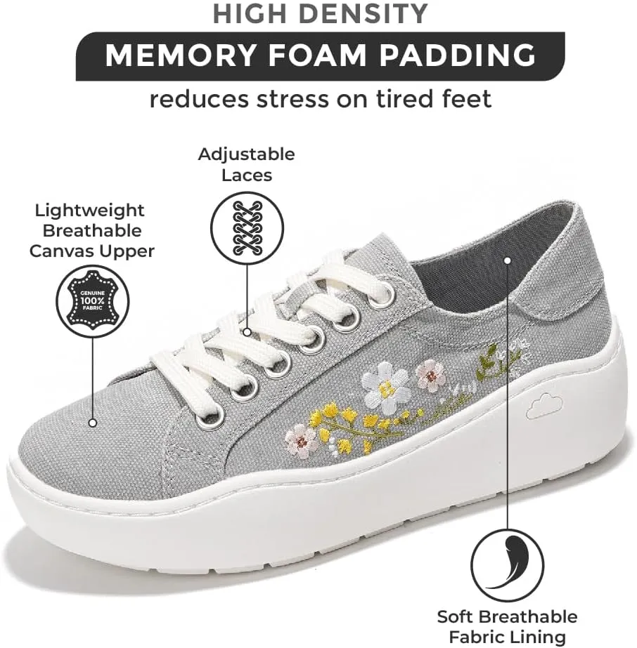 Project Cloud Platform Sneakers for Women - Comfortable Time Off Womens Sneakers - Stylish Lace Up Womens Shoes - Non-Slip Tennis Shoes Women Footwear (Bossy)
