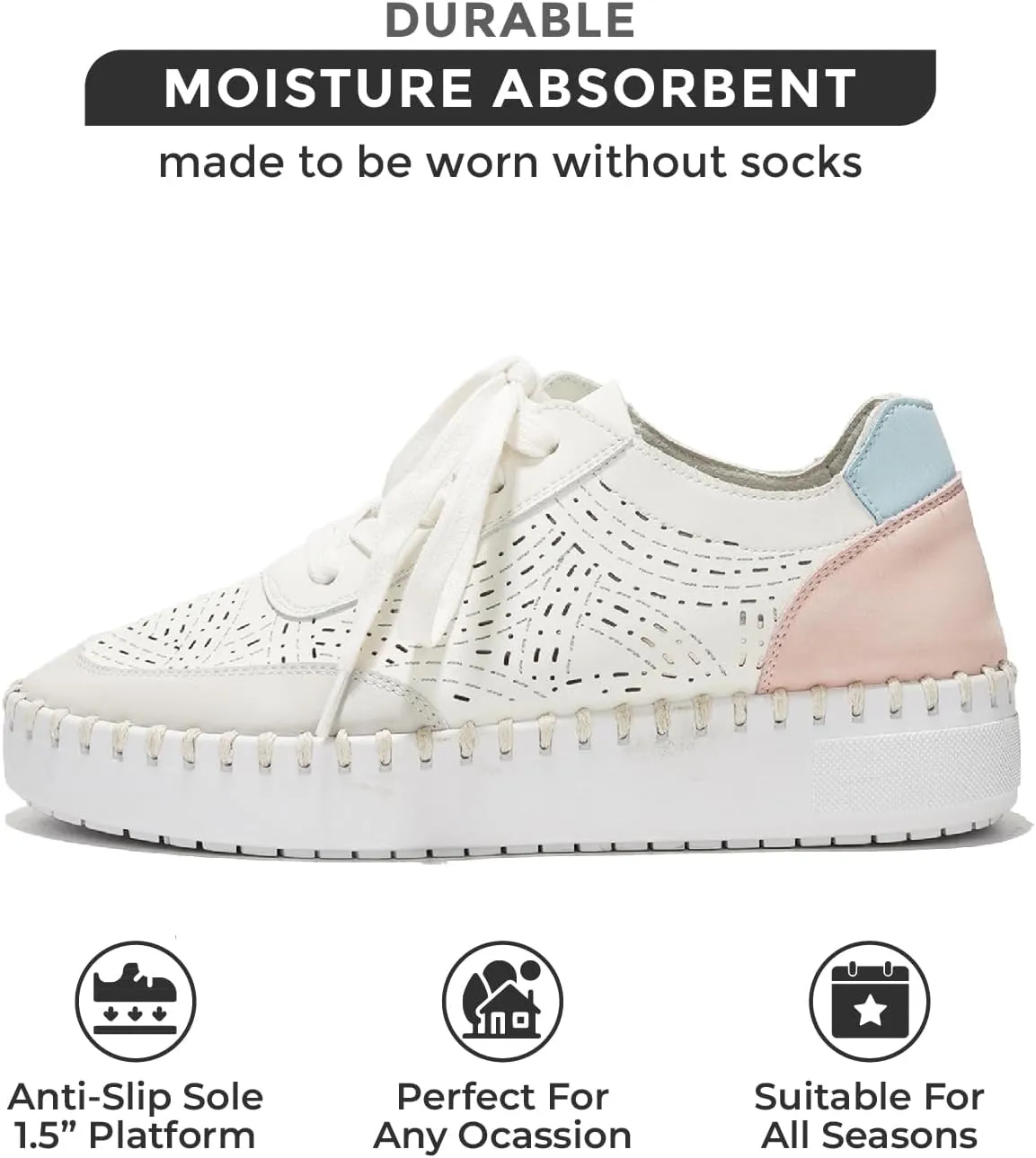 Project Cloud Shoes for Women with Leather Insole - Platform Sneakers for Women & Womens Loafers with Memory Foam, Flexible Womens Shoes Machine Wash & Sockless Wear (Azalea)