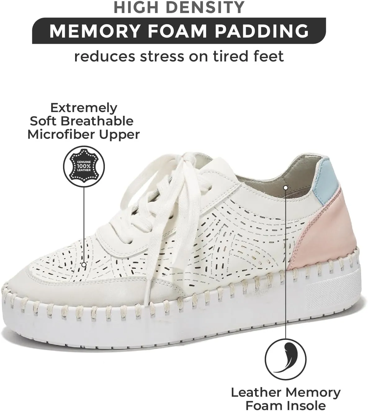 Project Cloud Shoes for Women with Leather Insole - Platform Sneakers for Women & Womens Loafers with Memory Foam, Flexible Womens Shoes Machine Wash & Sockless Wear (Azalea)
