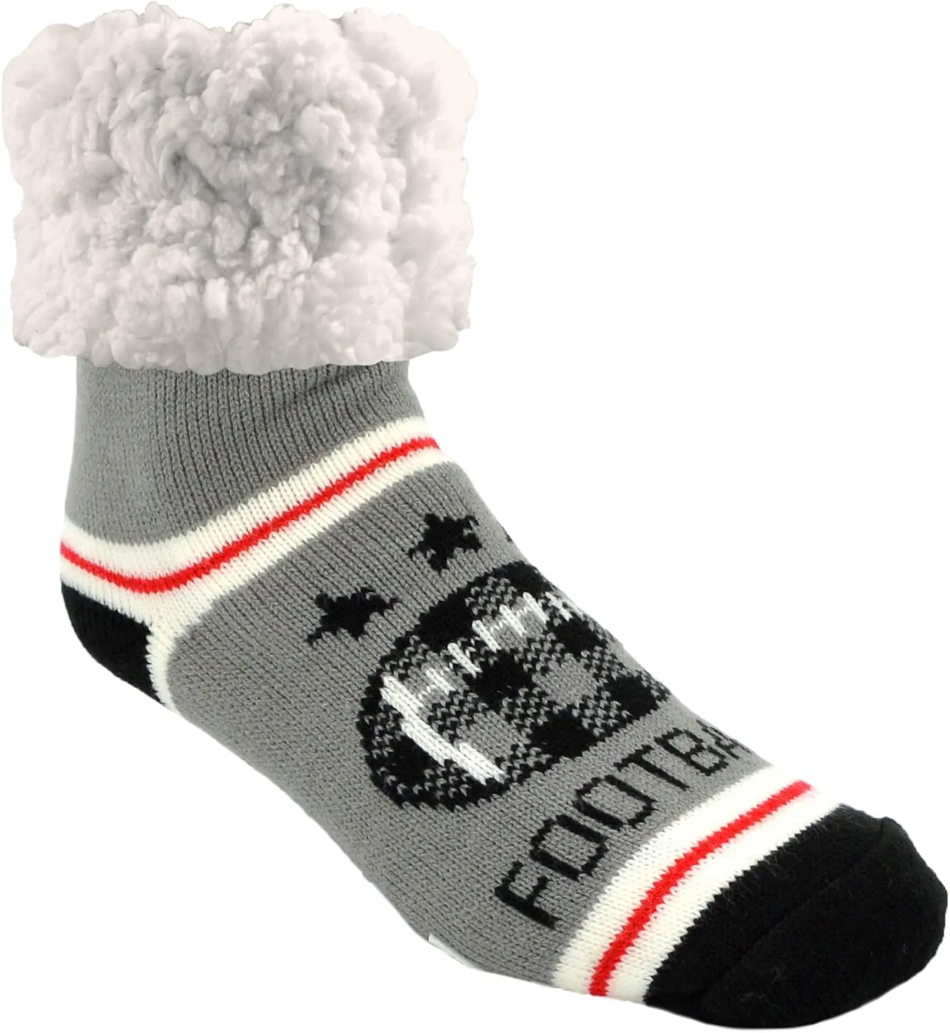 Pudus Cozy Winter Slipper Socks Women & Men w Non-Slip Grippers Faux Fur Sherpa