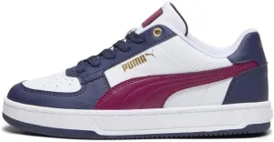 PUMA Caven Sneaker, White-Dark Jasper Navy-Gold, 6.5 US Unisex Big Kid