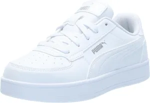 PUMA Caven Sneaker, White Silver Black, 6 US Unisex Big Kid