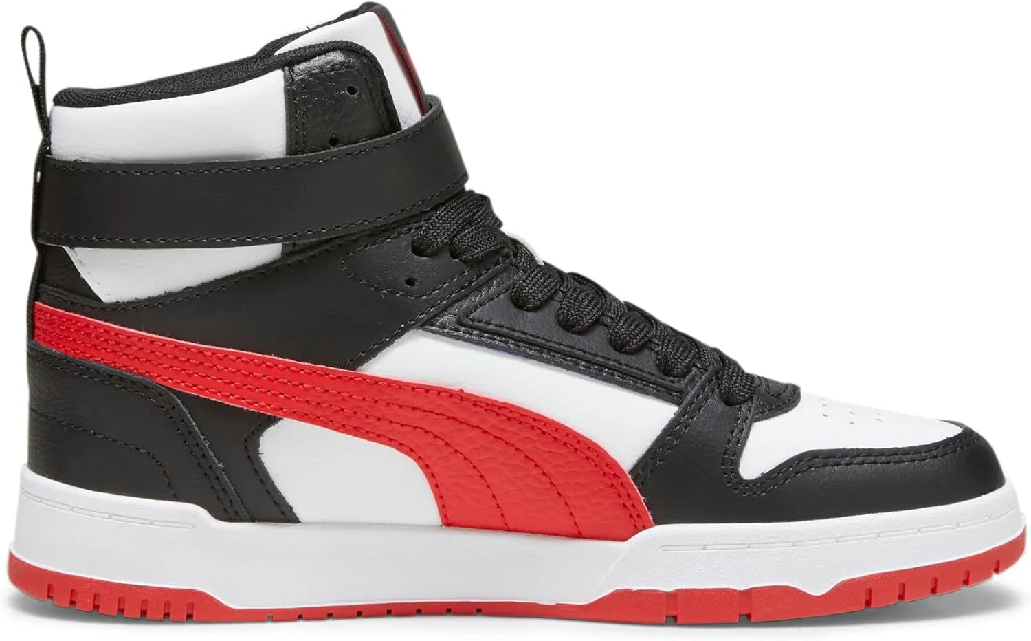 PUMA Unisex-Child Mid Shoes RBD Game Sneaker, White-Black-Team Gold, 4 US Big Kid