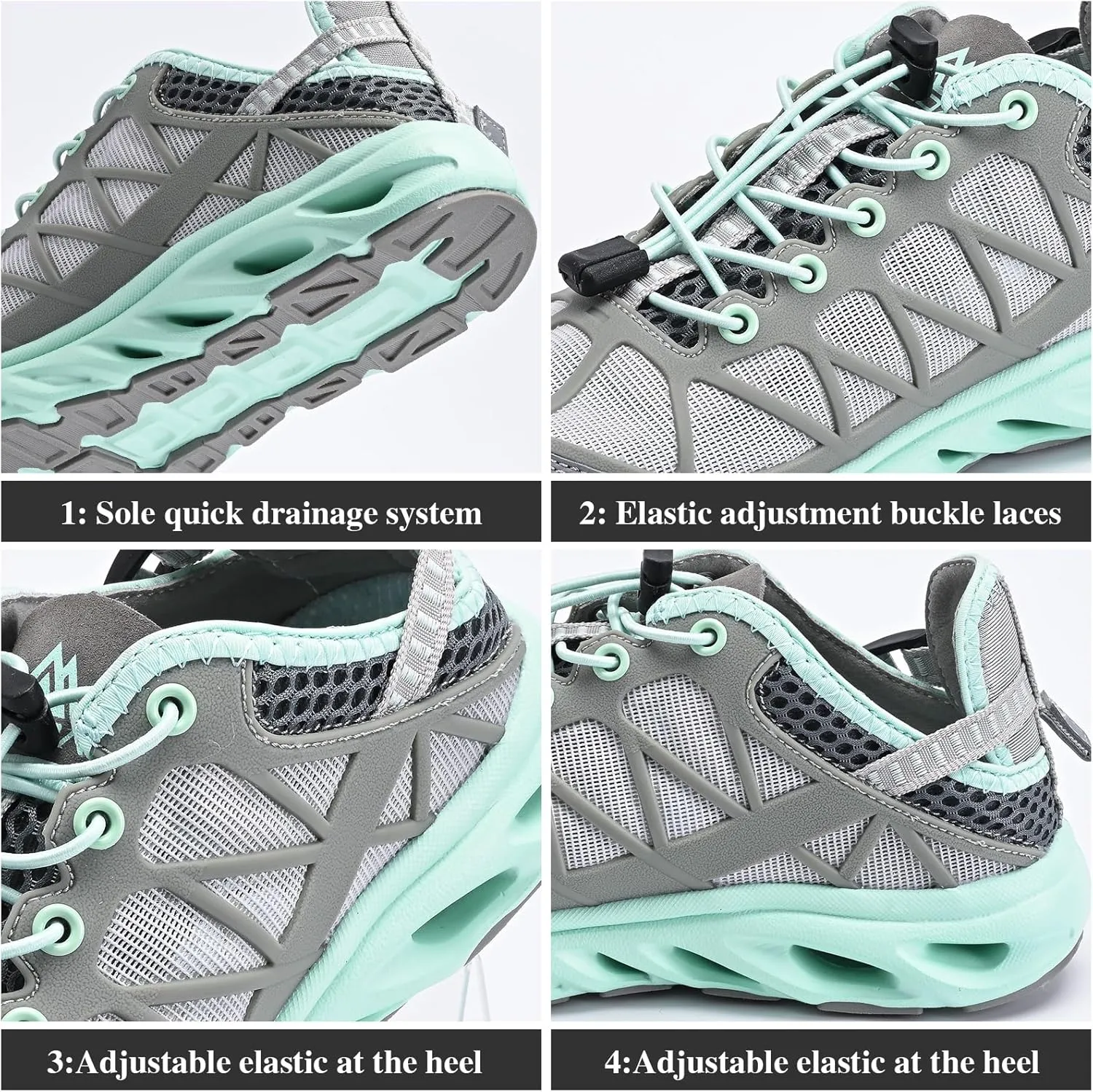 Queday Men's Women's Amphibious Water Shoes Closed Toe Hiking Sandals Summer Outdoor Water Sandal Non-Slip River Shoes Quick Drying Aqua Shoes