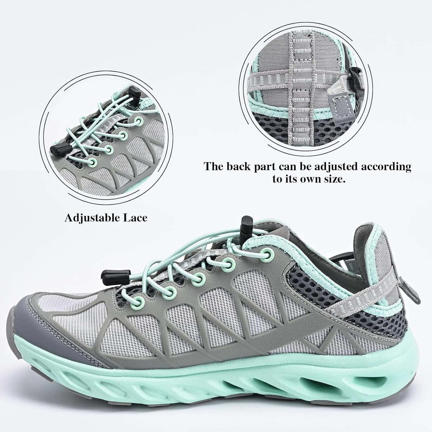 Queday Men's Women's Amphibious Water Shoes Closed Toe Hiking Sandals Summer Outdoor Water Sandal Non-Slip River Shoes Quick Drying Aqua Shoes