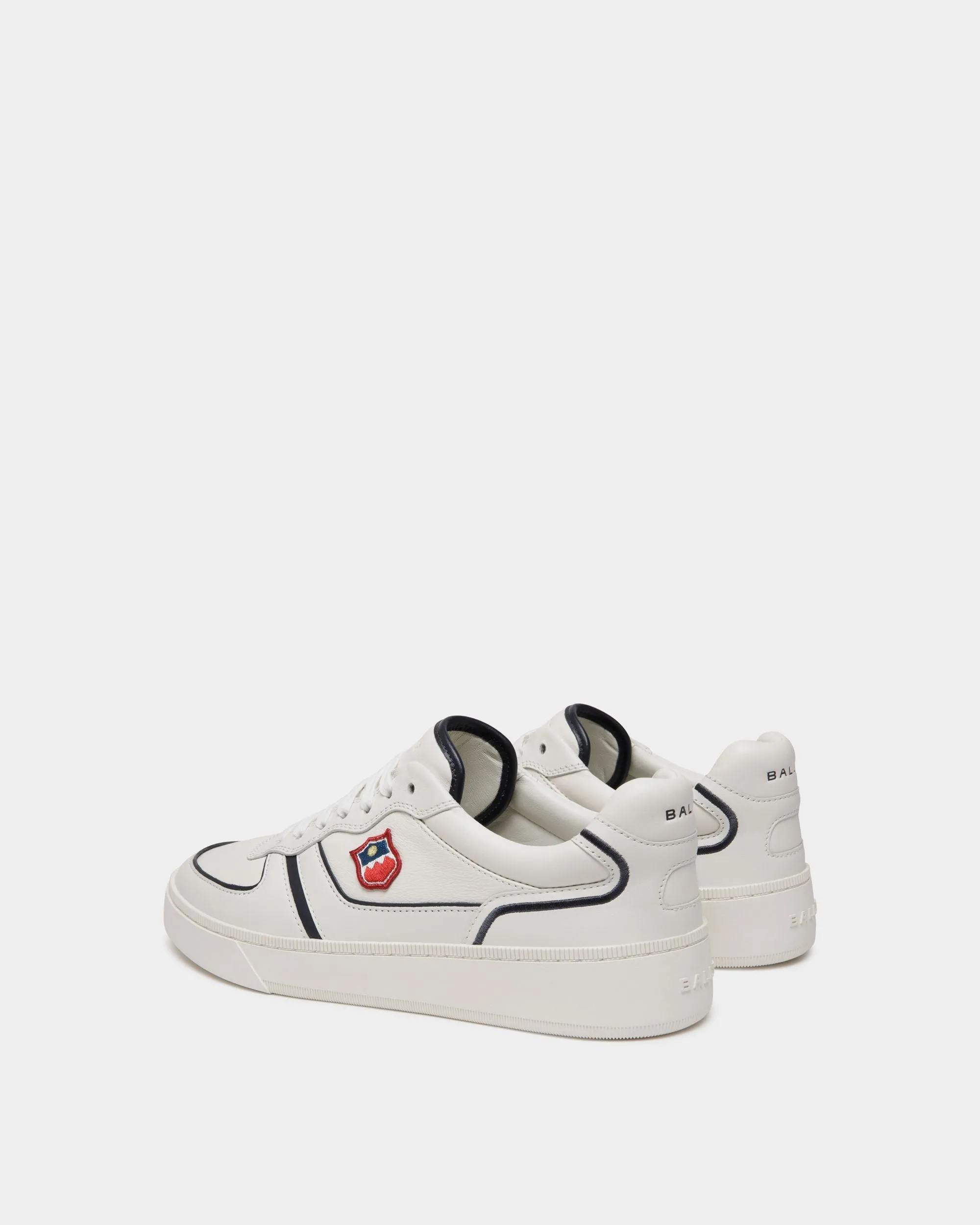 Raise Sneaker in White and Navy Blue Leather