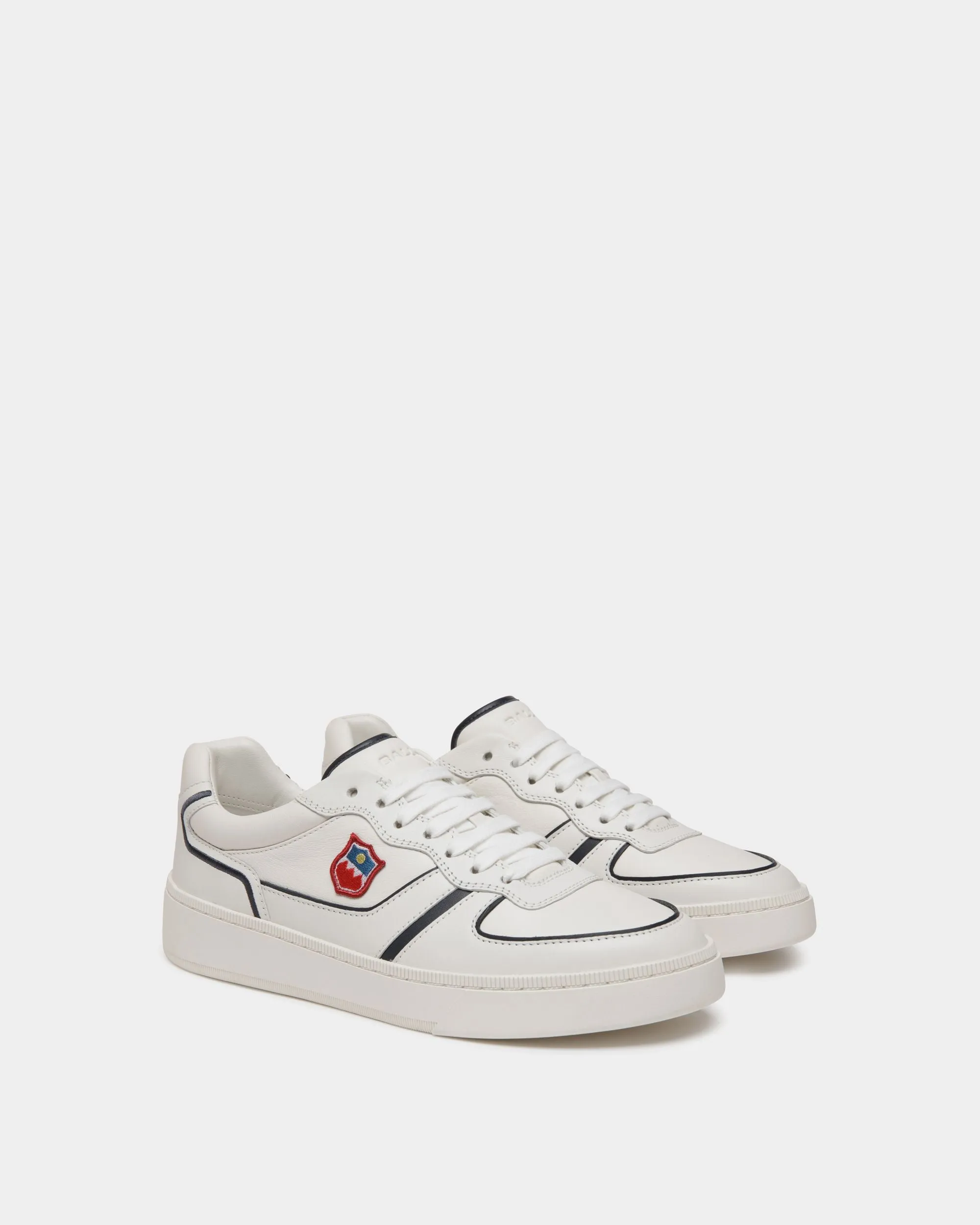 Raise Sneaker in White and Navy Blue Leather