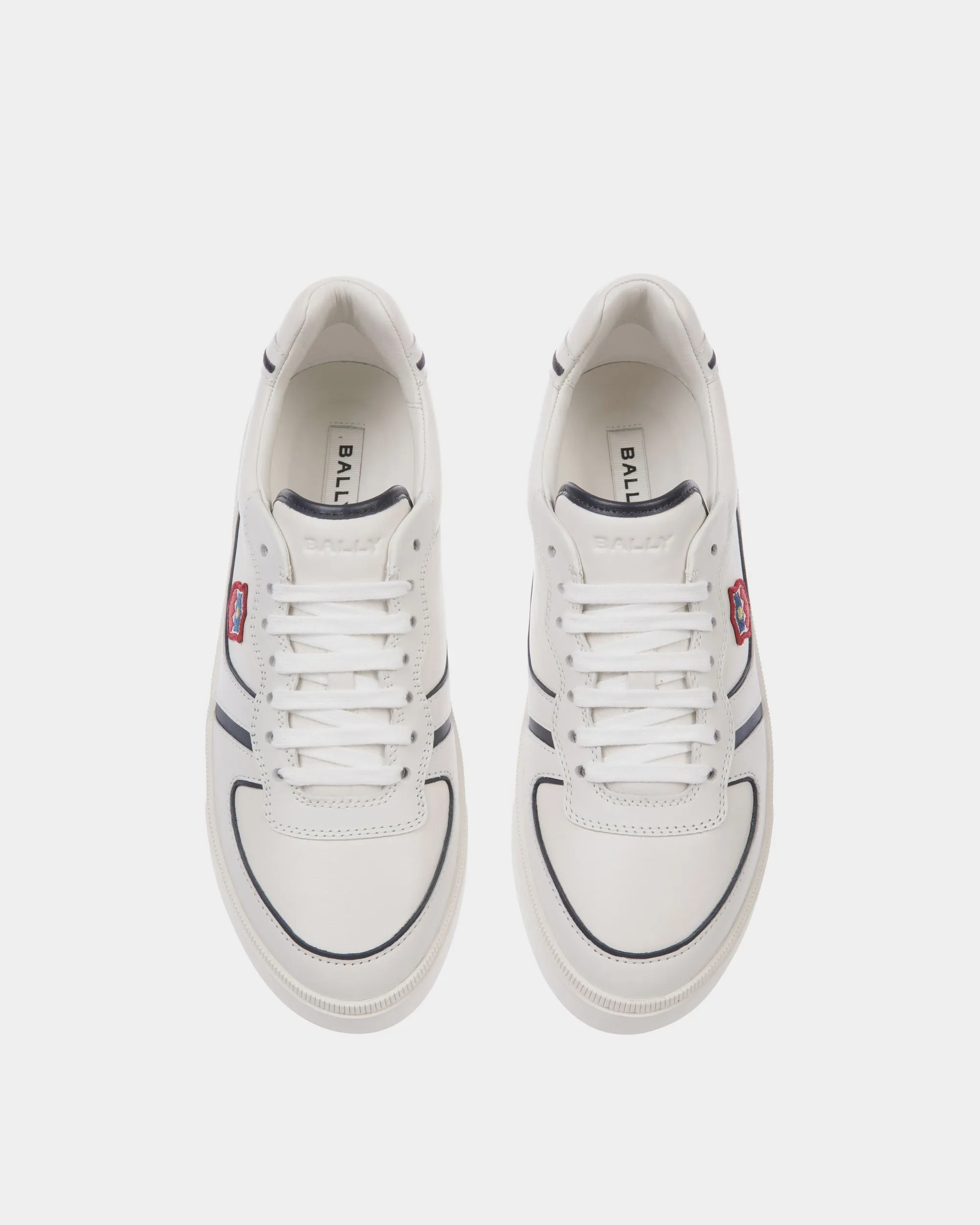 Raise Sneaker in White and Navy Blue Leather