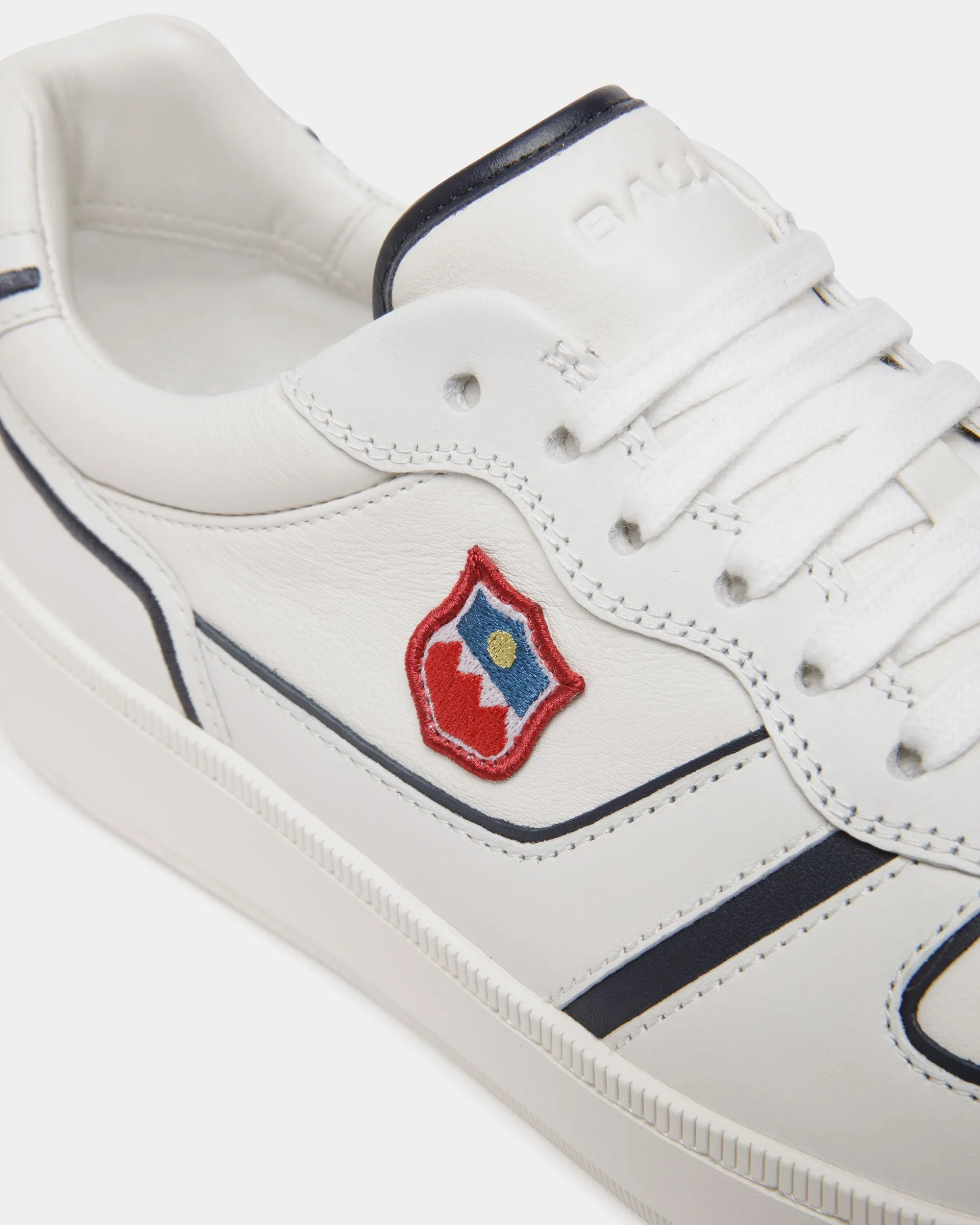 Raise Sneaker in White and Navy Blue Leather