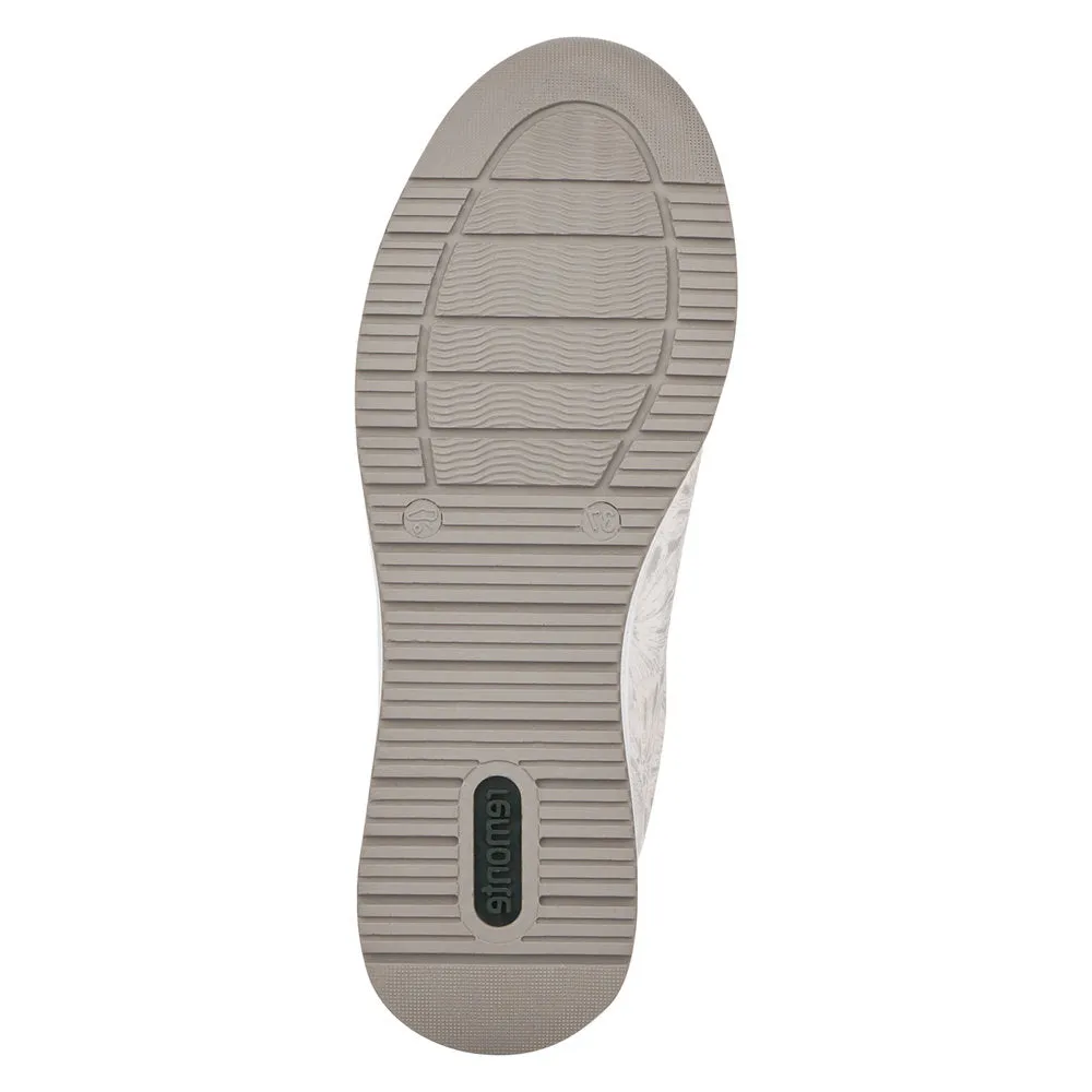 REMONTE - D3203-90 MEDIUM WEDGE LACED FASHION SHOE WITH ZIP - SILVER MULTI