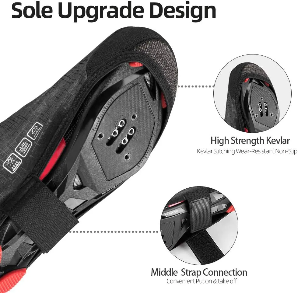 ROCKBROS Cycling Shoe Covers Thermal Bike Shoe Covers Windproof Shoe Warmers Overshoes Mountain Road Bike Shoes Covers Fleece