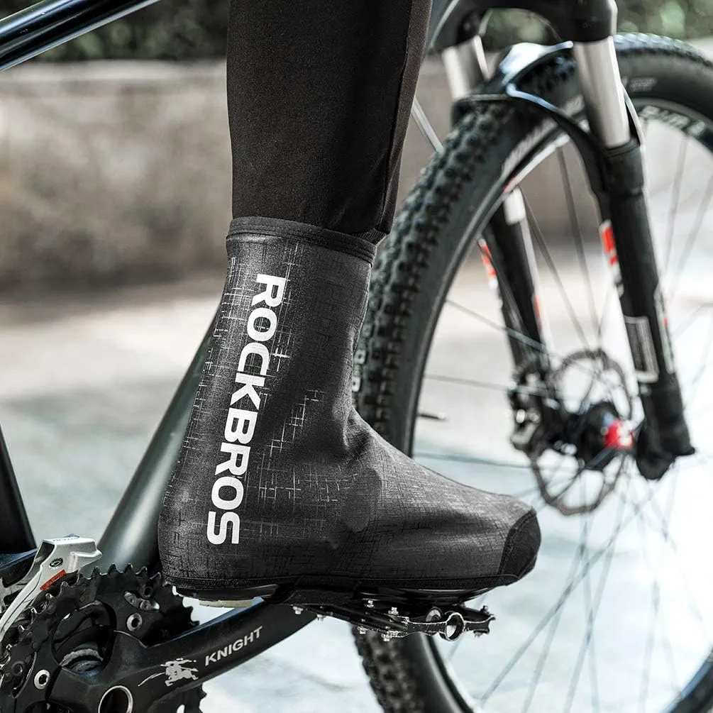 ROCKBROS Cycling Shoe Covers Thermal Bike Shoe Covers Windproof Shoe Warmers Overshoes Mountain Road Bike Shoes Covers Fleece