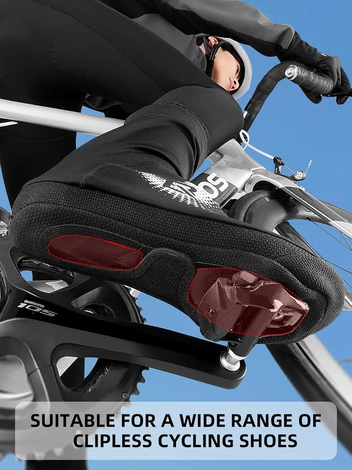 ROCKBROS Cycling Shoe Covers Winter Thermal Windproof Full Bicycle Overshoes for Men and Women Mountain Road Bike Shoes Water Resistant