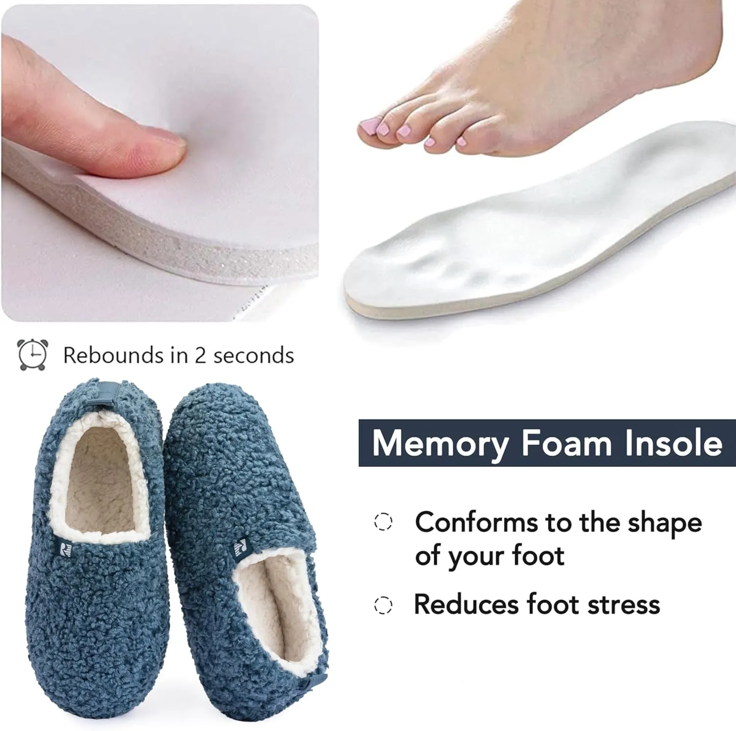 RockDove Women's Faux Shearling Closed Back Slipper with Memory Foam