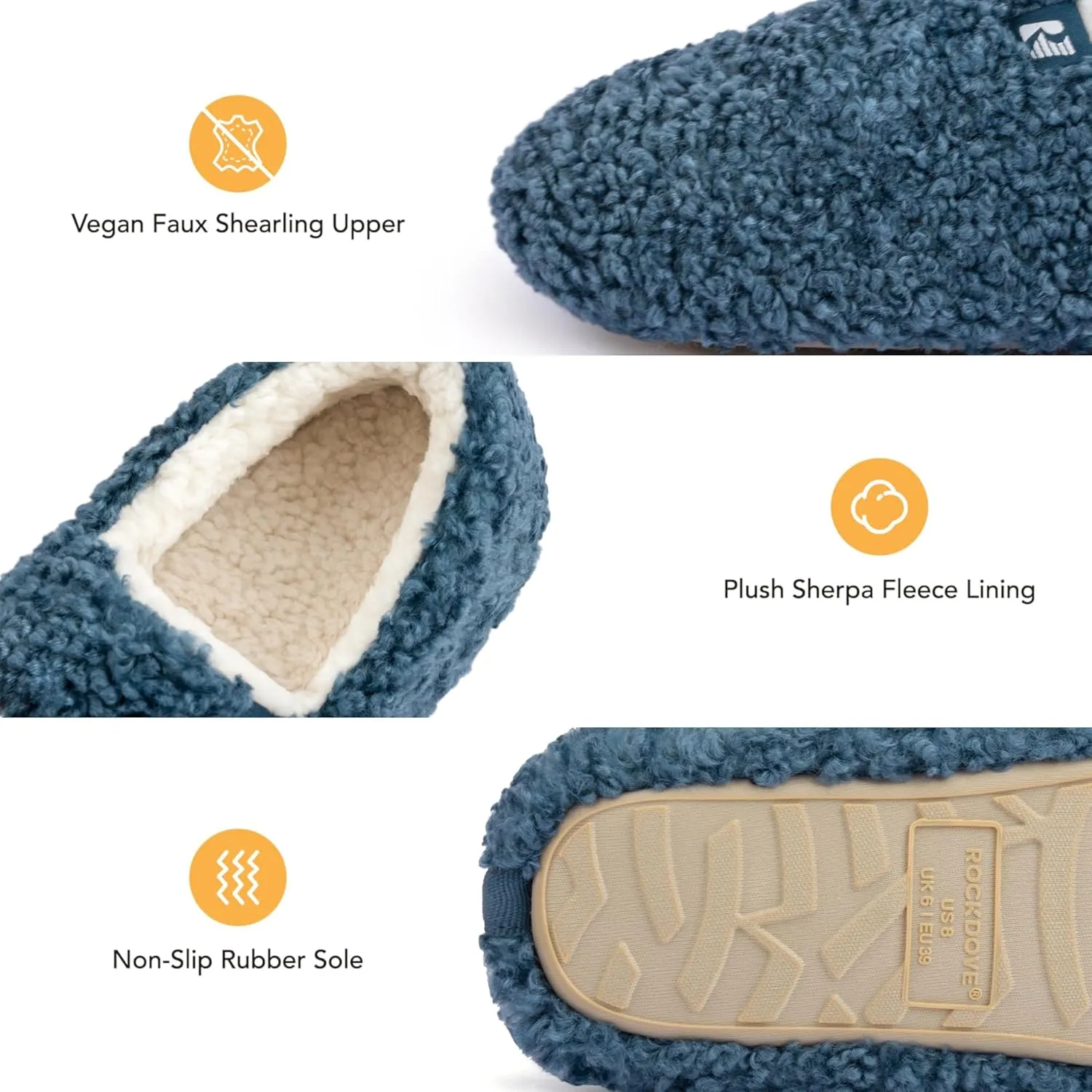RockDove Women's Faux Shearling Closed Back Slipper with Memory Foam