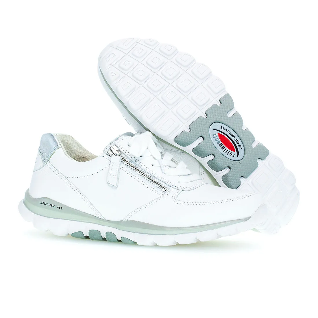 ROLLINGSOFT Hvid skind sneaker med sølv detalje
