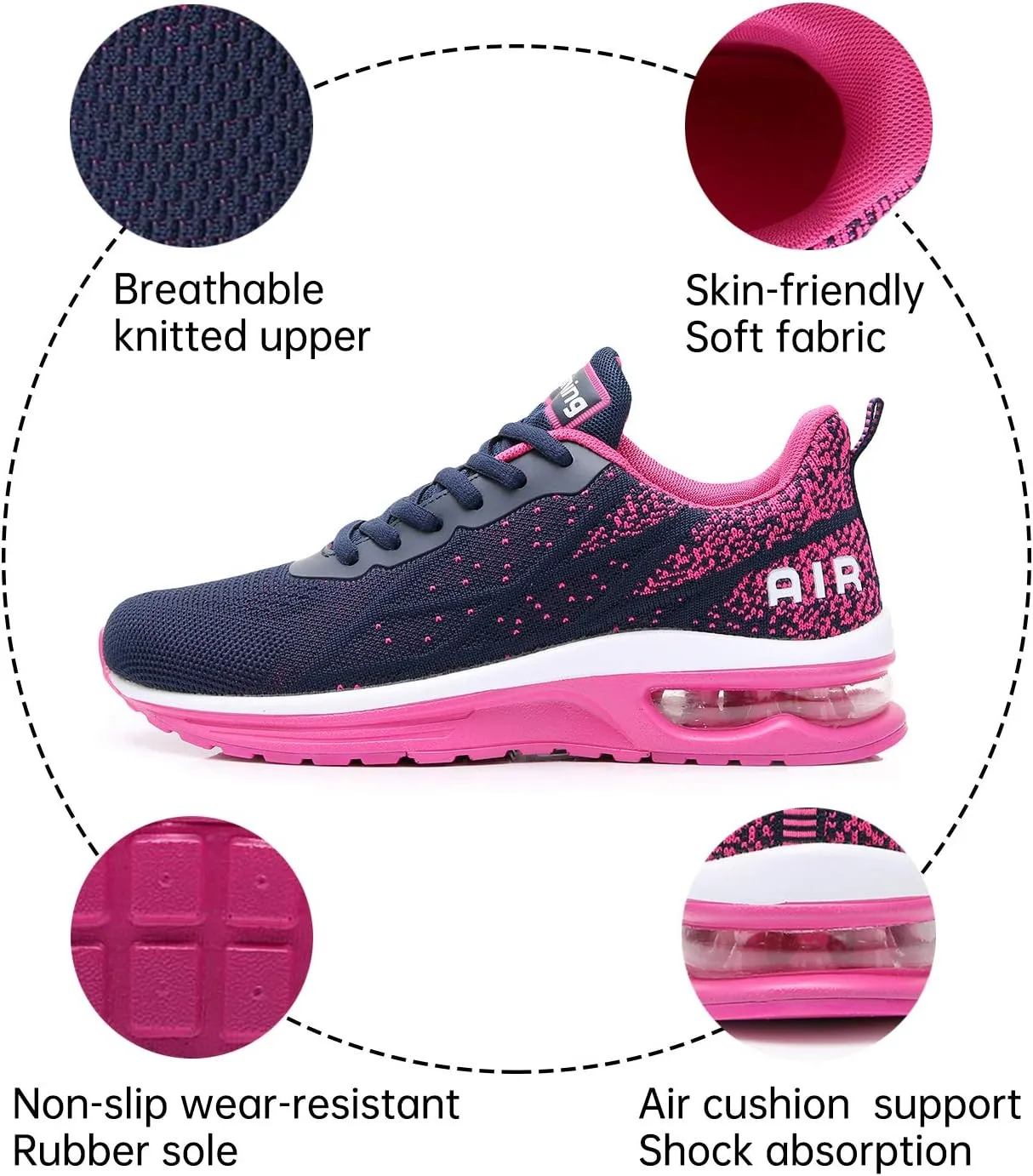 RomenSi Womens Tennis Athletic Running Shoes Fashion Sneakers Breathable Sports Gym Walking Shoes (US5.5-11)