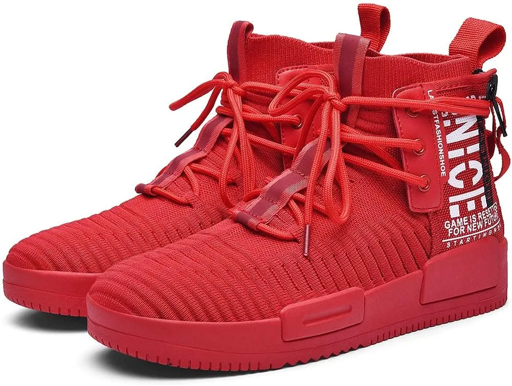 RUNMAXX Mens Fashion Walking Lace Up High Top Shoes Stylish Running Athletic Casual Sneaker