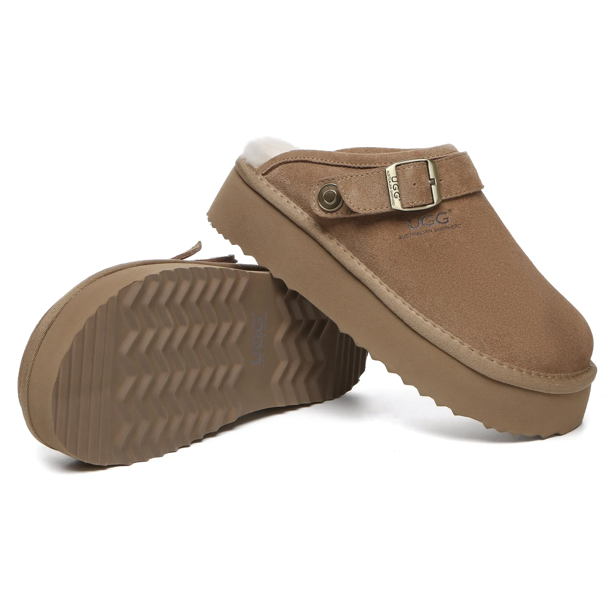 Sady Buckle Strap Platform UGG Slipper