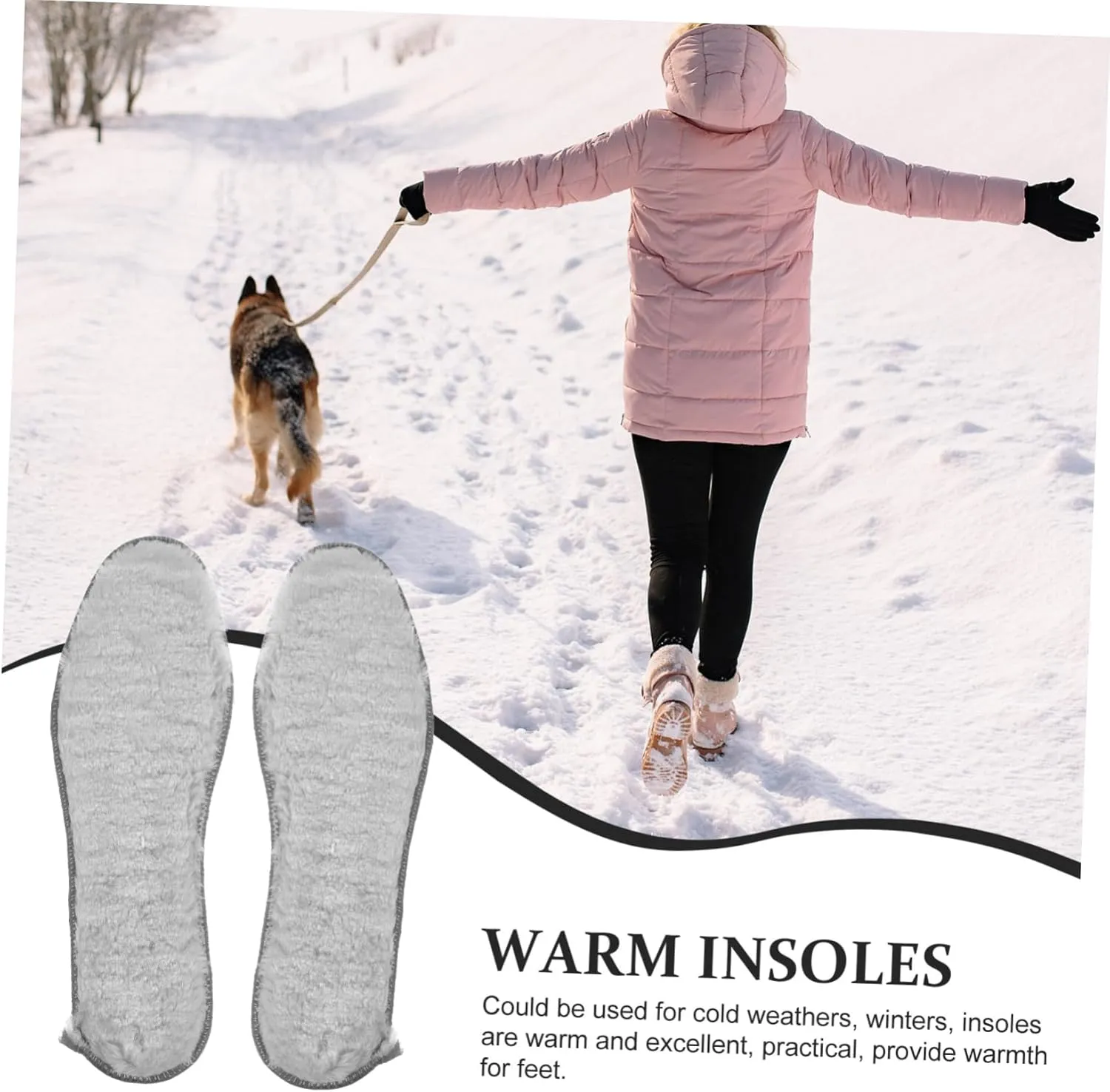 SAFIGLE Shoe Inserts for Women 4 Pairs Winter Warm Insoles Plush Thick Thermal Insulated Boot Liners for Cold Weather