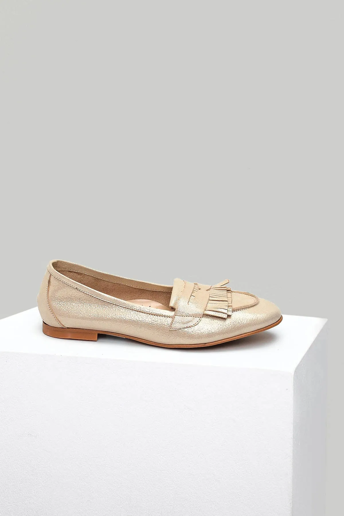 Sarı Kadın Deri Loafer