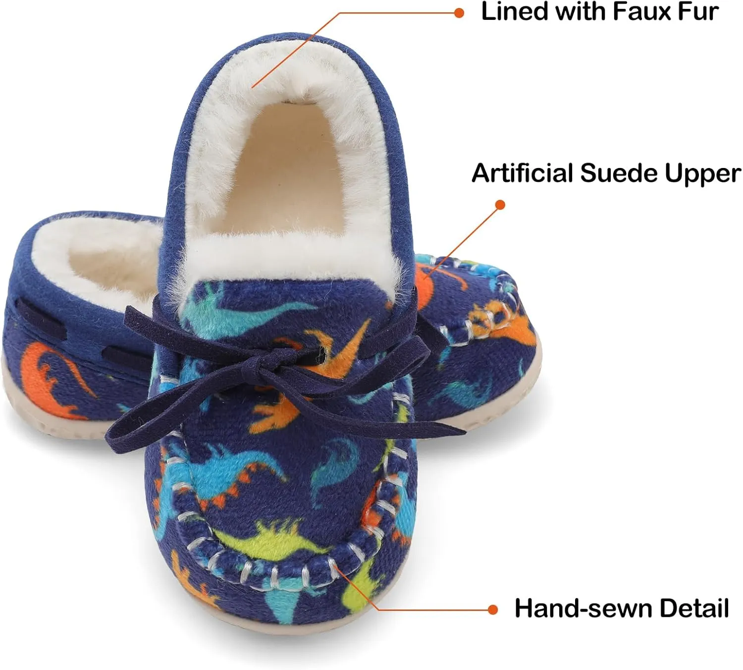 Scurtain Unisex Kids Toddler Slippers Suede Moccasin Slippers for Boys Girls Baby Lined with Warm Fur