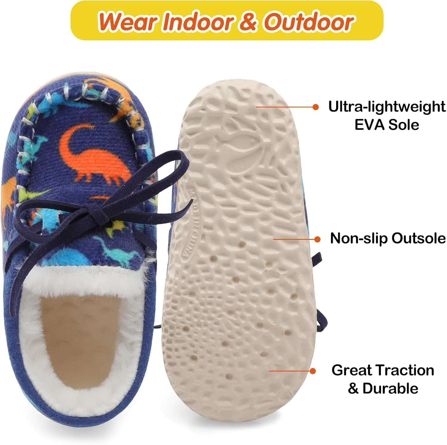 Scurtain Unisex Kids Toddler Slippers Suede Moccasin Slippers for Boys Girls Baby Lined with Warm Fur