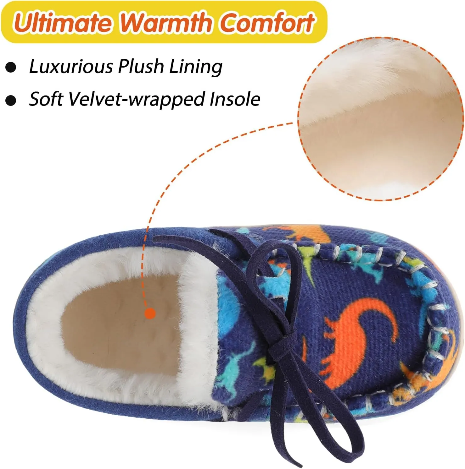 Scurtain Unisex Kids Toddler Slippers Suede Moccasin Slippers for Boys Girls Baby Lined with Warm Fur