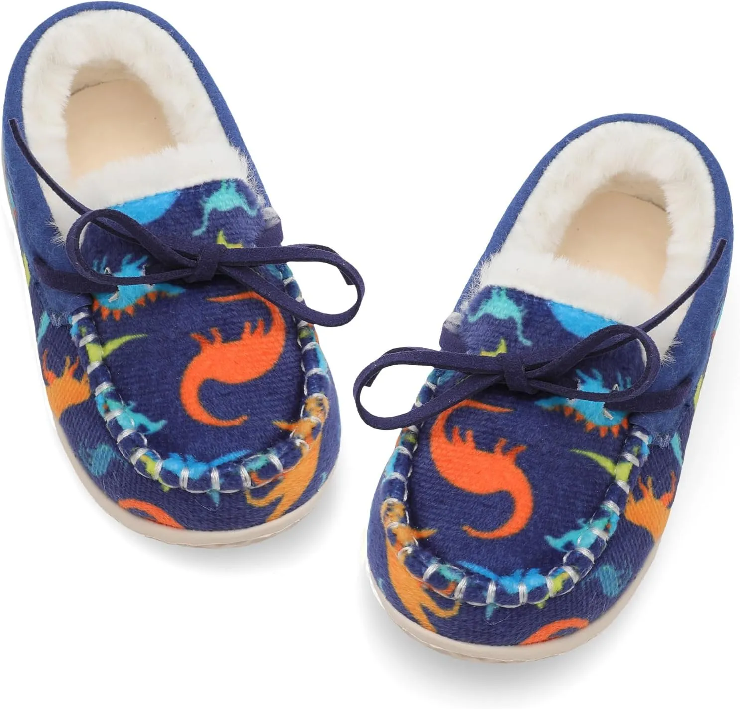 Scurtain Unisex Kids Toddler Slippers Suede Moccasin Slippers for Boys Girls Baby Lined with Warm Fur