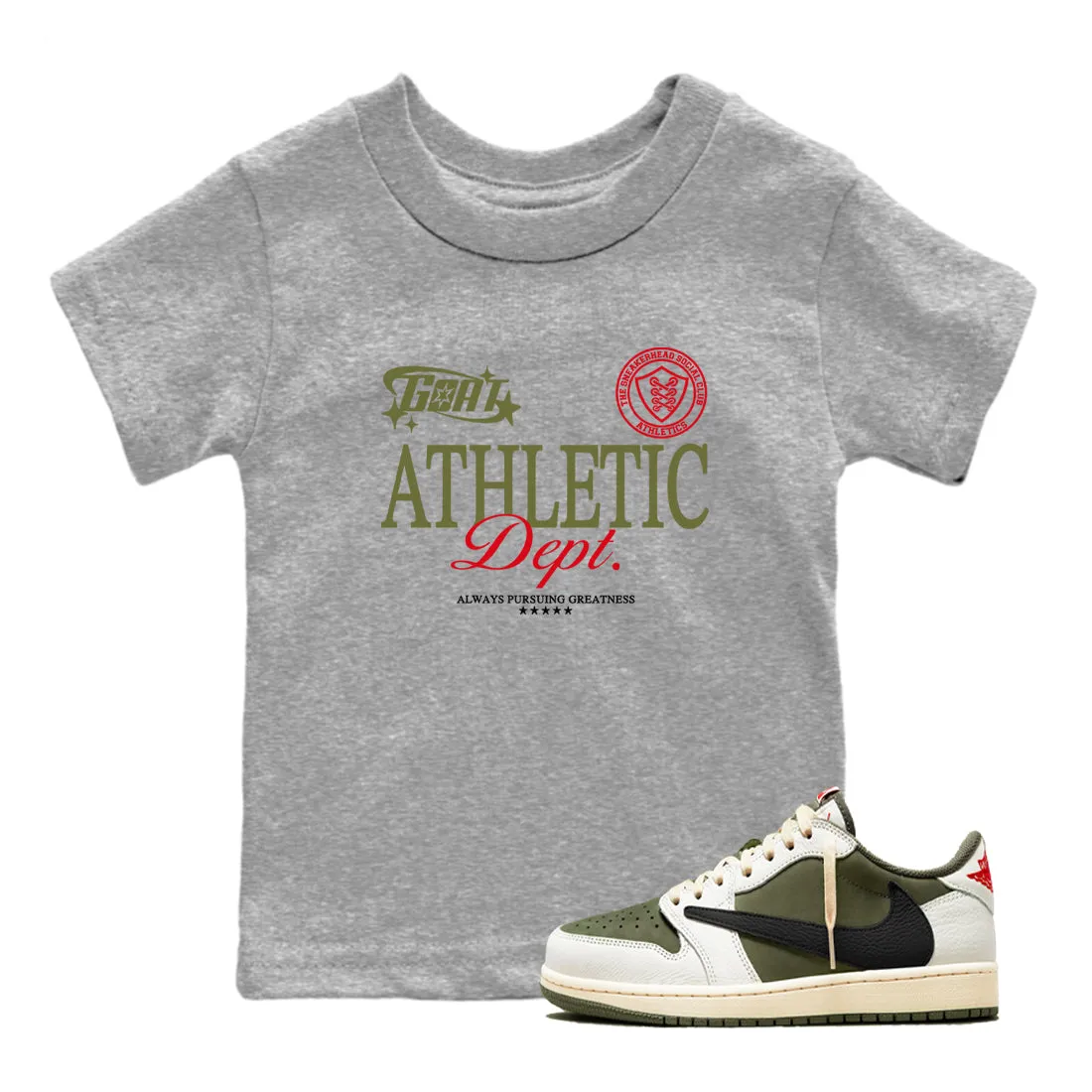 Secure Medium Travis Tees SNRT Athletic Jordan Sneaker Dept 1 Olive Festive offer Scott - Air Goat Kids