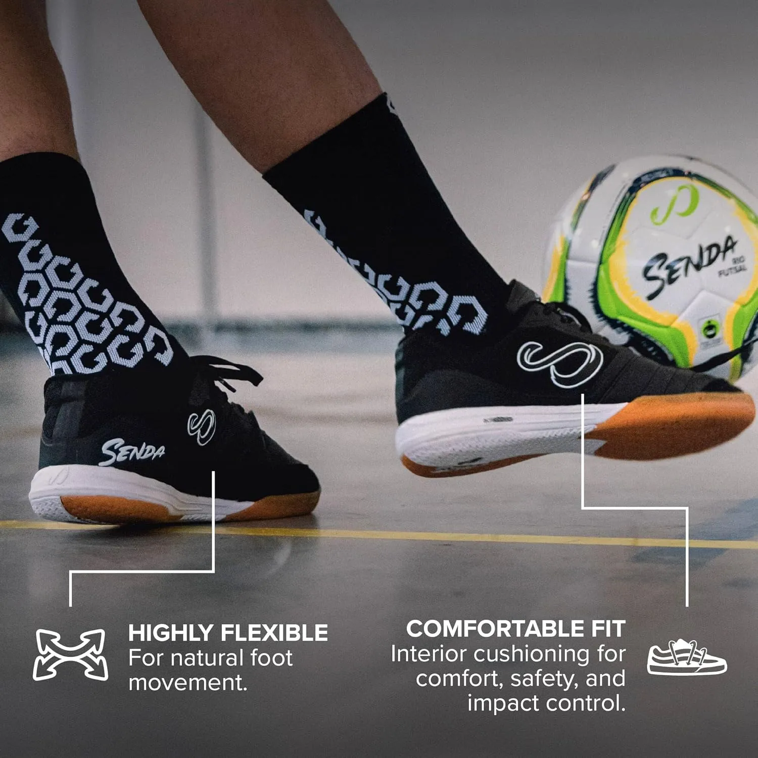 SENDA Ushuaia Club 2.0 Indoor Soccer, Court, and Futsal Shoes, Unisex, Adult and Youth Sizes