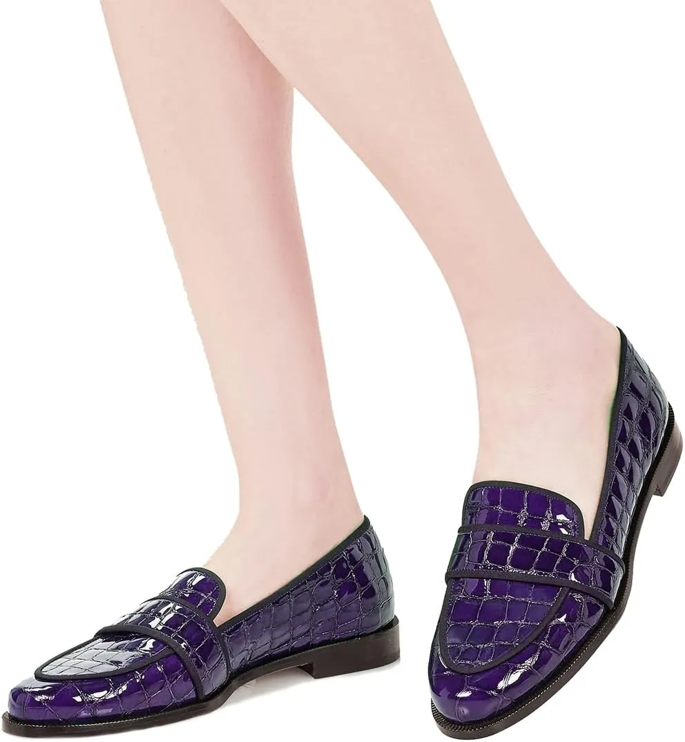 SHODENSE Women Round Toe Loafers Flats Velvet Slip On Dress Shoes Comfortable Casual 1 inch Flat Heel Penny Loafers Suede Office Ladies Work Walking Flat Shoes Drive Elegant 4-11 M US