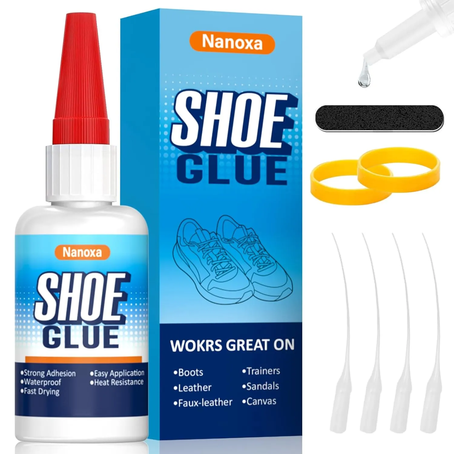 Shoe Glue Sole Repair Kit, Heavy Duty Shoe Glue, Waterproof & Fast Drying Shoe Repair Adhesive for Sneaker, Sole, Leather, Boot, Heel, Sandal, Handbags, etc (33g)