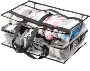 Shoe Travel Bag for Shoes - Travel Shoe Organizer - Portable Luggage Shoes Carrier Sneaker Bag - Shoe Storage Case (Clear, 8 Pairs)
