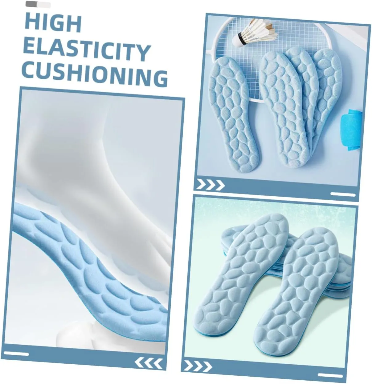 Shoes Insoles 6 Pack Soft and Breathable Women's Sports Insoles Shock Absorbing and Comfortable Foot Pads for Basketball