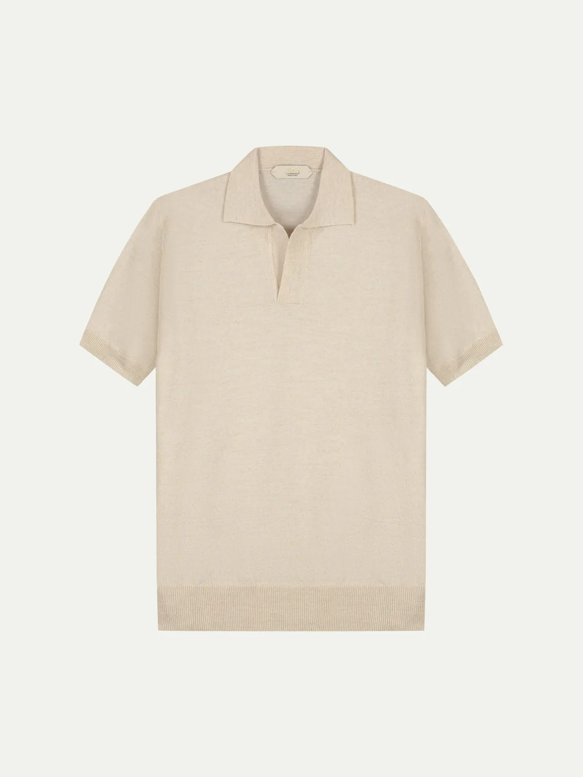Shortsleeve Buttonless Polo Light Beige