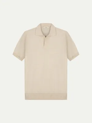 Shortsleeve Buttonless Polo Light Beige
