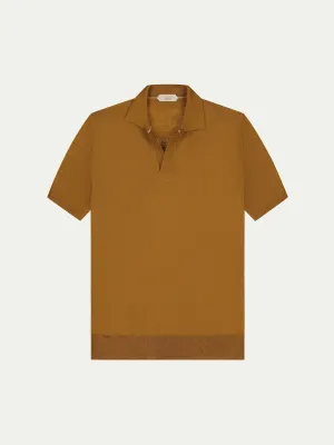 Shortsleeve Buttonless Polo Saffron