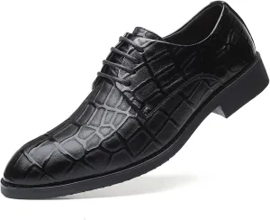 Single Season Dress Shoes for Men Lace Up Round Toe Derby Shoes Vegan Leather Block Heel Low Top Anti-Slip Party Very Popular Among Young People