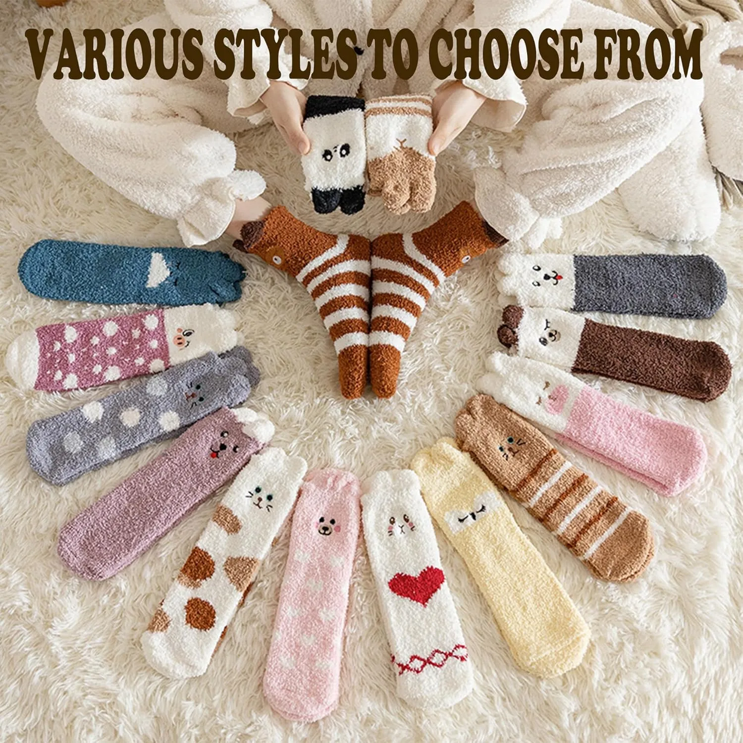SISOSOCK Fuzzy Socks for Women Cute Cat Paw Socks Women Winter Fluffy Cozy Slipper Socks With Gift Box for Women Girls