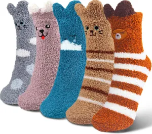 SISOSOCK Fuzzy Socks for Women Cute Cat Paw Socks Women Winter Fluffy Cozy Slipper Socks With Gift Box for Women Girls