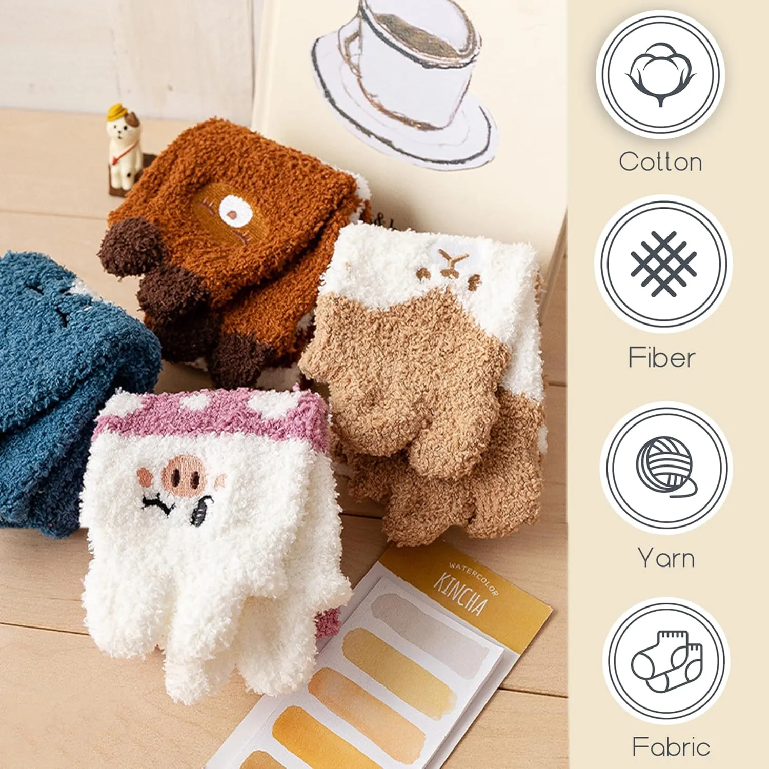 SISOSOCK Fuzzy Socks for Women Cute Cat Paw Socks Women Winter Fluffy Cozy Slipper Socks With Gift Box for Women Girls