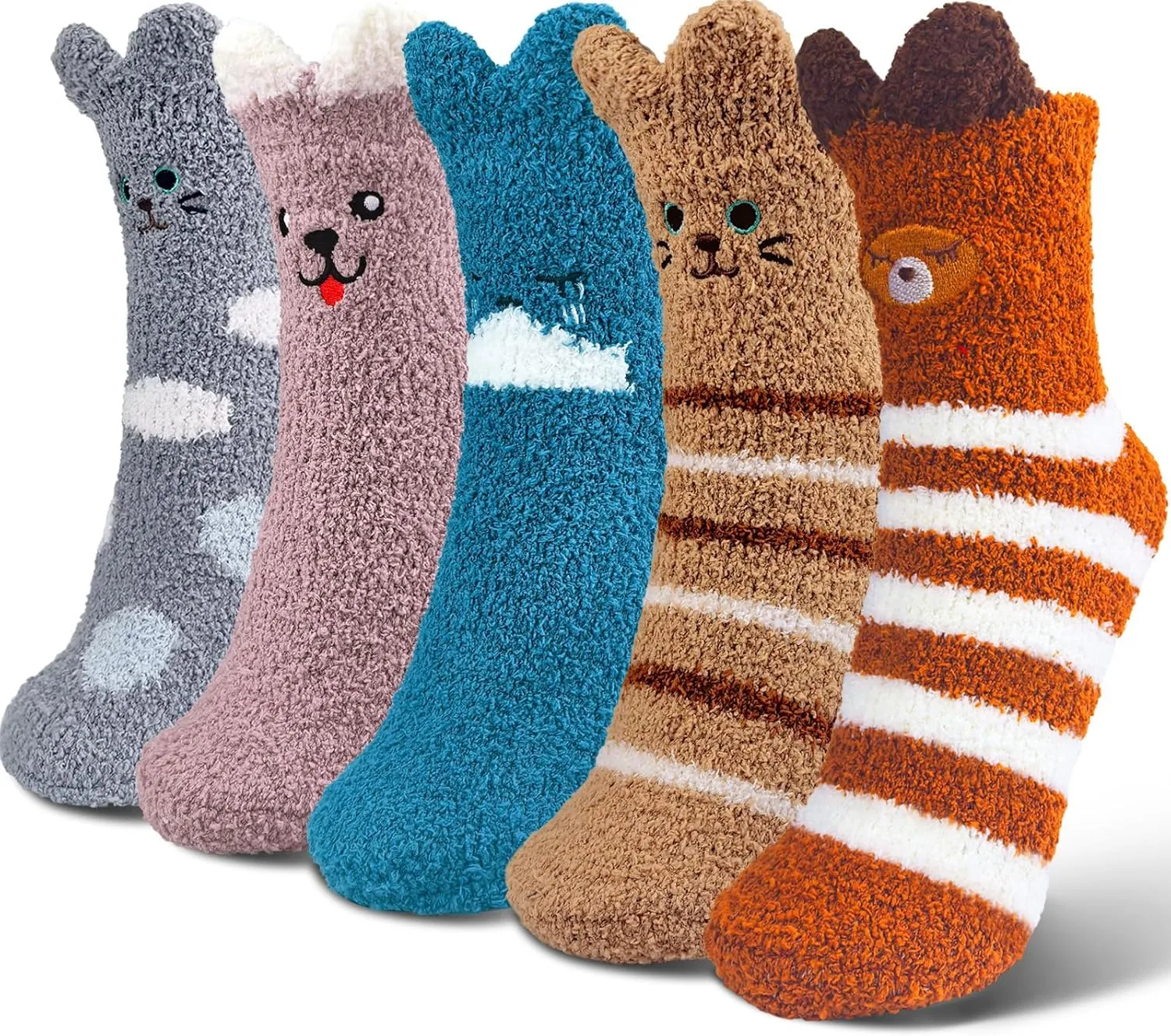 SISOSOCK Fuzzy Socks for Women Cute Cat Paw Socks Women Winter Fluffy Cozy Slipper Socks With Gift Box for Women Girls
