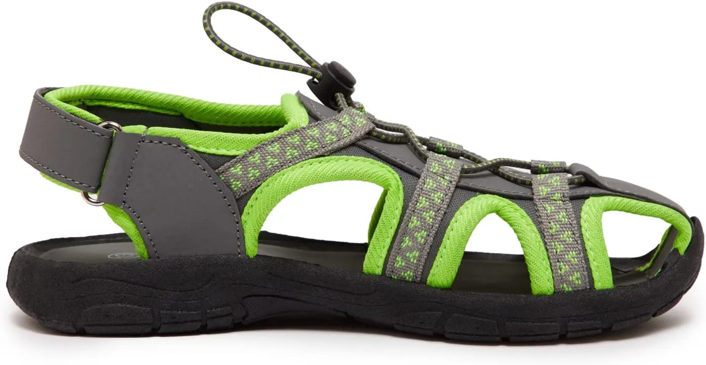 Skysole Boys Water Shoes, Rugged Closed Toe Back Strap Amphibian Sandals for Beach, Hiking & Outdoor Sports - Patterned/Solid
